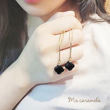 【焦糖小姐 Ms caramelo】黑瑪瑙 Black Agate 耳環 306 不鏽鋼 Stainless steel