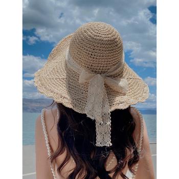 夏沙灘女時尚防曬防紫外線草帽