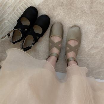 平底晚晚芭蕾舞瑪麗珍單鞋女鞋子2023新款春夏季韓版復古媽媽單鞋