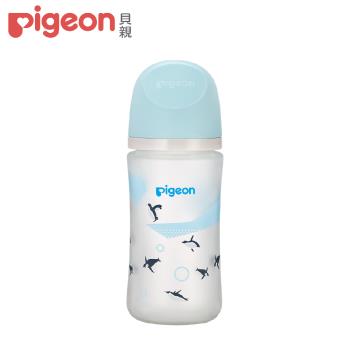 【Pigeon貝親】第三代母乳實感矽膠護層玻璃奶瓶240ml/企鵝