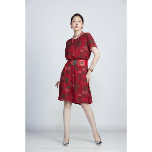 蘭陵天然沁涼棉印花顯瘦洋裝-獨