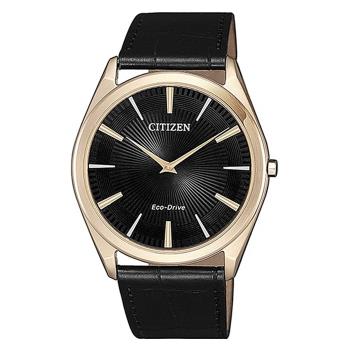 【CITIZEN】星辰 Eco-Drive 光動能 AR3073-06E 簡約設計 藍寶石鏡面 皮錶帶男錶 黑/金 38mm