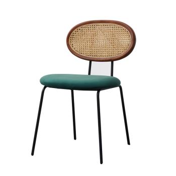 設計師藤編餐椅家用簡約創意靠背化妝椅北歐復古民宿休閑藝術椅子