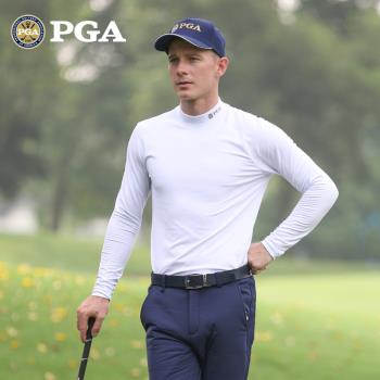 美國PGA 高爾夫打底衫男士長袖t恤服裝男裝衣服春夏磨絨內衣