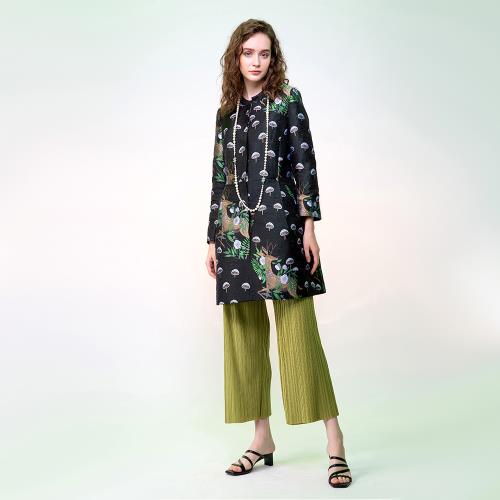 【PANGCHI 龐吉】修身剪裁緹花長版外套