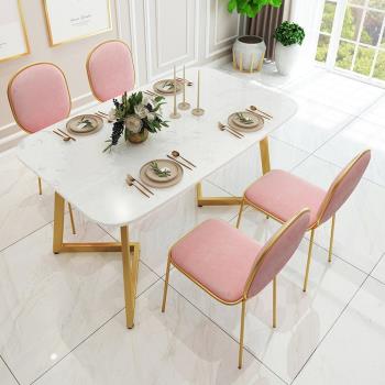 北歐大理石桌子家用餐桌小戶型簡約經濟型輕奢客廳巖板餐桌椅組合