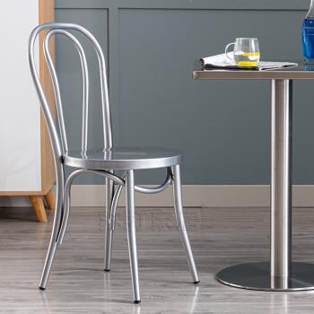 圓坐面餐椅圓形現代休閑咖啡餐廳簡約北歐設計鐵藝金屬彩色靠背椅