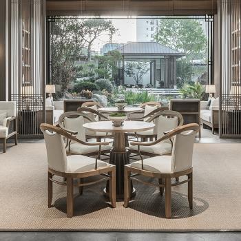 新中式售樓處洽談桌椅組合現代簡約酒店大堂實木商務接待一桌四椅