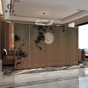 新中式屏風隔斷移動客廳裝飾臥室遮擋可折疊書房玄關竹報平安折屏