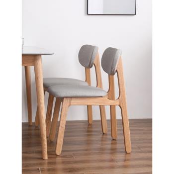 北歐實木餐椅橡木軟包靠背書桌椅日式簡約餐桌椅子梳妝椅家用原木