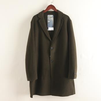 拉系列 冬季新款 羊毛雙面呢大衣男裝韓版寬松純色外套英倫風