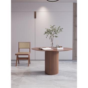 創意北歐實木圓桌小戶型家用客廳簡約餐桌圓形咖啡桌設計師洽談桌