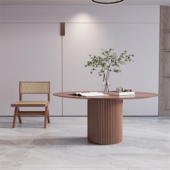 創意北歐實木圓桌小戶型家用客廳簡約餐桌圓形咖啡桌設計師洽談桌