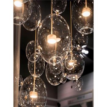 意大利設計師泡泡米奇吊燈北歐創意個性簡約餐廳客廳led玻璃吊燈