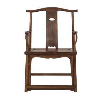 玄木新中式禪意家具黑胡桃官帽椅 大師設計實木椅子茶樓實木家具