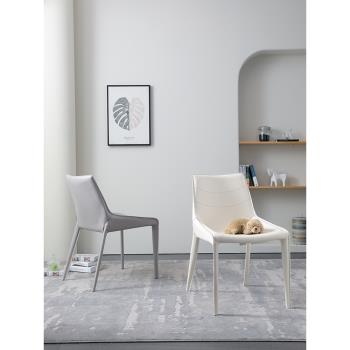 奶油風餐椅馬鞍皮意式極簡家用椅子簡約輕奢北歐2022新款設計師