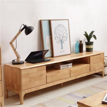 實木新款橡膠木電視柜北歐日式簡約現代客廳儲藏收納柜環保家具