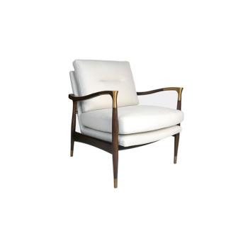新中式時尚創意家用實木沙發椅現代酒店樣板間售樓部接待休閑單椅