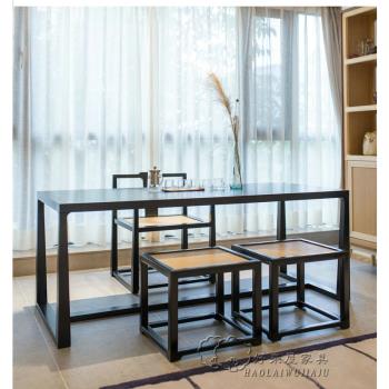 新中式茶桌椅組合實木茶臺現代簡約會所民宿功夫泡茶桌小戶型家具