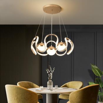 輕奢餐廳吊燈現代簡約北歐藝術金色網紅設計師調光餐桌吧臺臥室燈