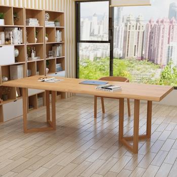 新中式實木大書桌家用客廳辦公電腦桌工作臺閱讀學習寫字桌書法桌