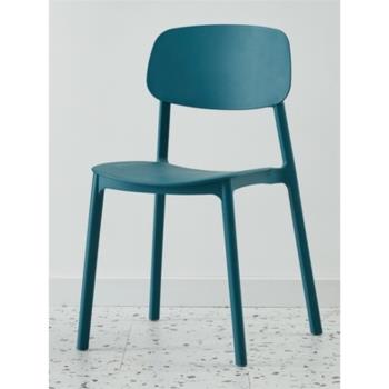 塑料椅子靠背椅可疊放家用餐桌北歐簡約現代臥室餐椅橙色書桌凳子