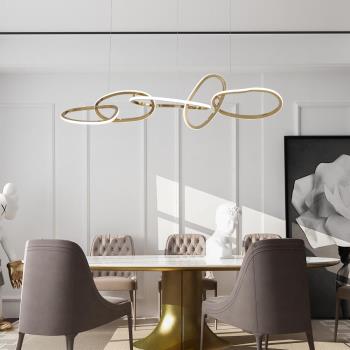 后現代輕奢設計長形五環餐廳吊燈北歐簡約異形創意造型客廳吧臺燈