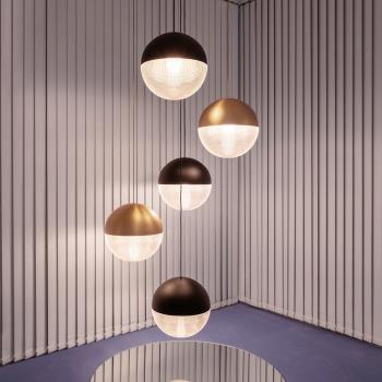 床頭吊燈北歐后現代簡約長線極簡臥室個性設計師餐廳吧臺玻璃燈具
