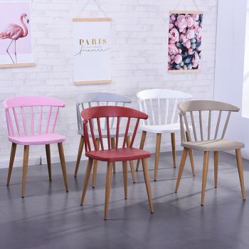 北歐塑料椅子家用會議椅電腦椅簡約咖啡廳餐椅創意時尚成人靠背椅