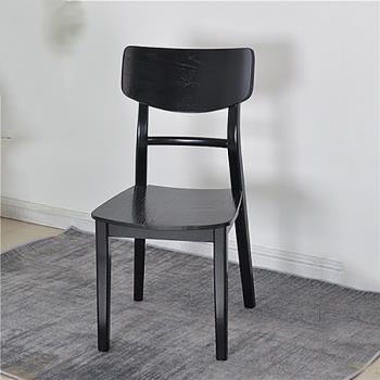 北歐實木黑色軟包餐椅簡約輕奢家用小戶型榫卯靠背椅休閑書椅白坯