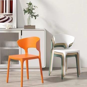 簡約北歐餐椅現代家用椅子塑料網紅休閑椅加厚成人靠背凳子辦公椅