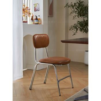 復古鐵藝餐椅現代簡約工業風LOFT酒吧皮革餐廳北歐咖啡廳靠背椅子
