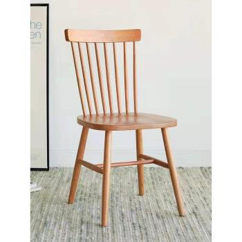 純實木餐椅美國橡木椅子北歐簡約溫莎椅臥室化妝椅家用環保靠背椅