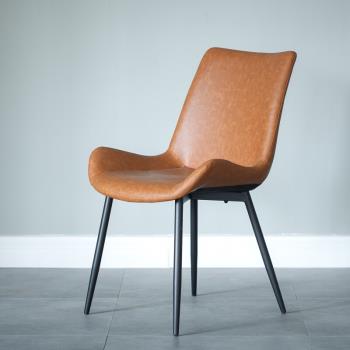時尚創意現代簡約家用餐廳椅子輕奢餐椅北歐復古辦公椅設計師皮椅