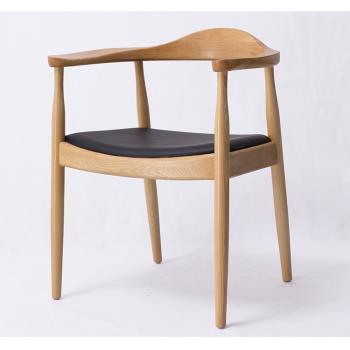 北歐實木椅子肯尼迪總統椅餐廳椅家用PU皮餐椅現代簡約書桌電腦椅
