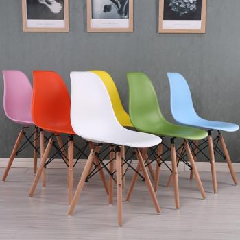 塑料椅子北歐餐椅家用現代簡約電腦椅休閑靠背椅辦公實木書桌椅