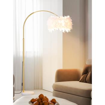 羽毛落地燈現代簡約輕奢客廳書房臥室床頭立式臺燈北歐智能遙控