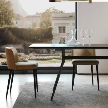 意式輕奢餐椅家用現代簡約靠背極簡皮革北歐設計師芭蕾椅酒店椅子