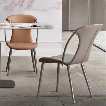 北歐家用餐椅2023新款現代輕奢設計師樣板房茶餐廳簡約創意皮椅子