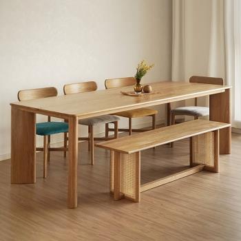 北歐全實木餐桌現代簡約家用飯桌原木極簡辦公桌會議桌長桌工作臺