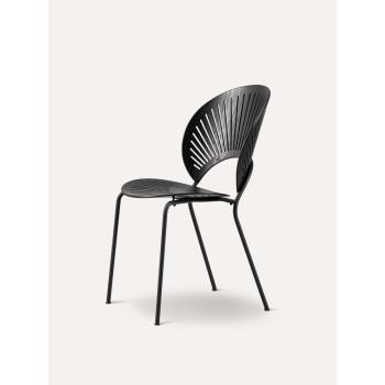 北歐輕奢實木餐椅家用簡約現代貝殼椅太陽椅化妝椅丹麥設計師椅子