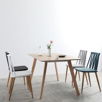 北歐日式飯桌現代餐桌椅組合原木長方形桌子簡約實木小戶型方桌子