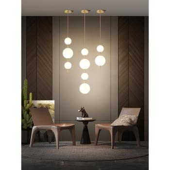 全銅北歐床頭吊燈創意現代簡約書房主臥室餐廳客廳背景墻裝飾燈具