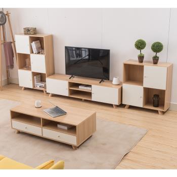 北歐電視柜茶幾組合簡約現代客廳套裝小戶型臥室實木電視機柜地柜