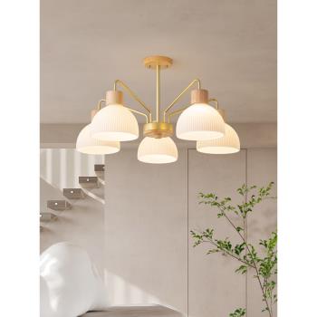 客廳吊燈現代簡約燈具創意原木風餐廳臥室燈北歐日式實木客廳主燈