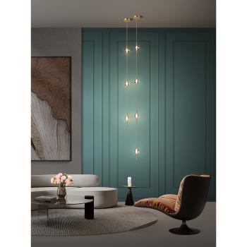 全銅水晶燈極簡客廳過道背景墻吊燈北歐設計師創意臥室床頭吊燈