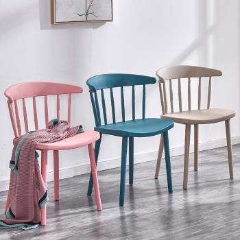椅子家用現代簡約北歐創意餐椅戶外塑料加厚靠背凳ins網紅溫莎椅