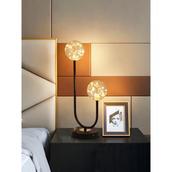 北歐螢火蟲臥室床頭燈現代簡約裝飾個性創意書房溫馨玻璃調光臺燈