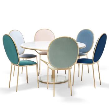 網紅北歐ins設計師咖啡餐廳鐵藝靠背椅子簡約現代家用輕奢創意凳