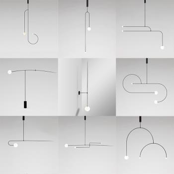 北歐簡約餐廳吊燈個性創意設計師臥室床頭極簡燈幾何線條吧臺燈具